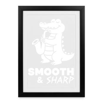 Saxophone Crocodile Retro - Affiche encadrée (27 × 37 cm) - noir - Devant