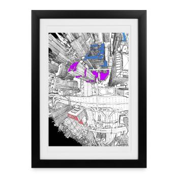 Fish Eye Skyscrapers - Framed poster (27 × 37 cm) - black - Front