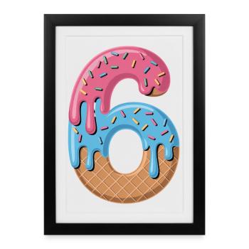 Eiscreme Zahl 6 Geburtstags Motiv Für Kinder - Framed poster (27 × 37 cm) - black - Front
