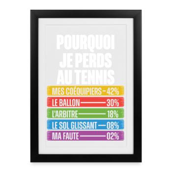 Funny Reasons to Lose Humor Tennis Coach - Framed poster (27 × 37 cm) - black - Front