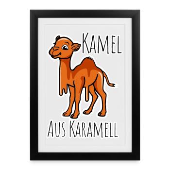 Caramel Camel - the funny cute camel melts! - Framed poster (27 × 37 cm) - black - Front