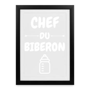 Humour Jeune Parents bébé drôle Chef du Biberon - Affiche encadrée (27 × 37 cm) - noir - Devant