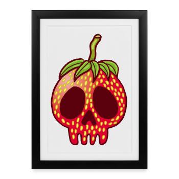 Crâne de fraise - Affiche encadrée (27 × 37 cm) - noir - Devant