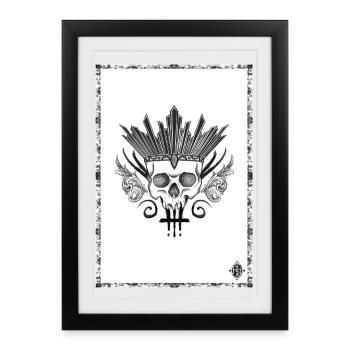 Skull crowned with black and white swords - Framed poster (27 × 37 cm) - black - Front