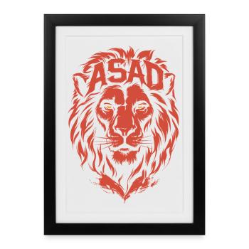 Lion Rouge ASAD Tête Impérieuse - Affiche encadrée (27 × 37 cm) - noir - Devant