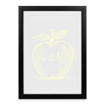 Gravity Apple: Physical Drawing - Framed poster (27 × 37 cm) - black - Front