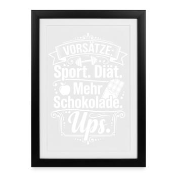 Resolutions Humor: Chocolate wins - Framed poster (27 × 37 cm) - black - Front
