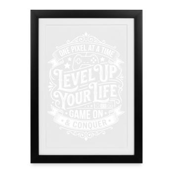 Badge Gaming Améliore ta Vie - Affiche encadrée (27 × 37 cm) - noir - Devant