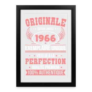 1966 – Exemplaire unique – Qualité premium - Affiche encadrée (27 × 37 cm) - noir - Devant