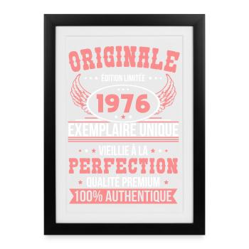 1976 – Exemplaire unique – Qualité premium - Affiche encadrée (27 × 37 cm) - noir - Devant