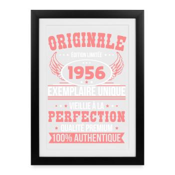 1956 – Exemplaire unique – Qualité premium - Affiche encadrée (27 × 37 cm) - noir - Devant