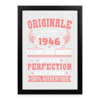 1946 – Exemplaire unique – Qualité premium - Affiche encadrée (27 × 37 cm) - noir - Devant