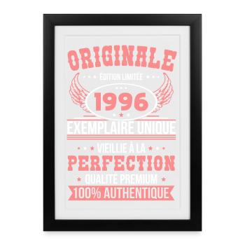 1996 – Exemplaire unique – Qualité premium - Affiche encadrée (27 × 37 cm) - noir - Devant