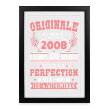 2008 – Exemplaire unique – Qualité premium - Affiche encadrée (27 × 37 cm) - noir - Devant