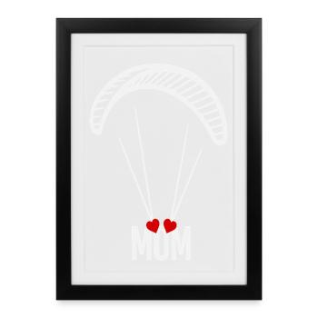Conception de cœur parachute Mom Parachute - Affiche encadrée (27 × 37 cm) - noir - Devant