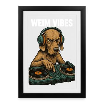 Weimaraner DJ: Retro Music Design – Weim Vibes - Framed poster (27 × 37 cm) - black - Front