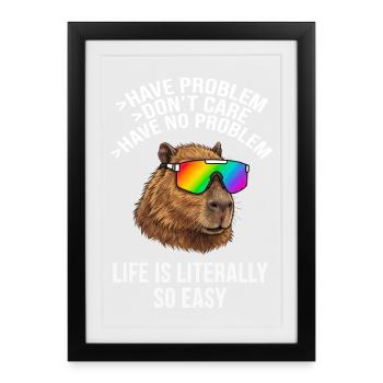 Cool Capybara Rainbow Sunglasses - mème d’animaux - Affiche encadrée (27 × 37 cm) - noir - Devant