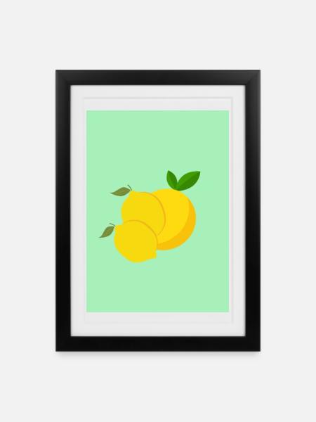 Zitronen - Gerahmtes Poster (27 × 37 cm) - Schwarz