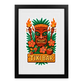 Illustration du masque Tiki Bar Vibes - Affiche encadrée (27 × 37 cm) - noir - Devant