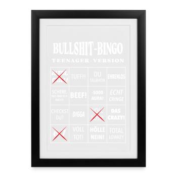 Bullshit-Bingo – Teenager-Version - Gerahmtes Poster (27 × 37 cm) - Schwarz - Vorne