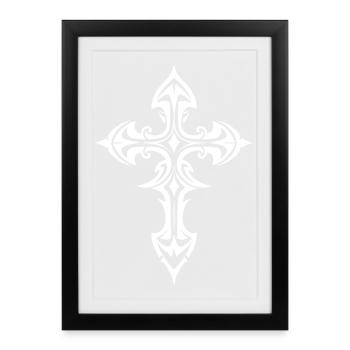 Cruciform Tribal Cross Tattoo - Framed poster (27 × 37 cm) - black - Front
