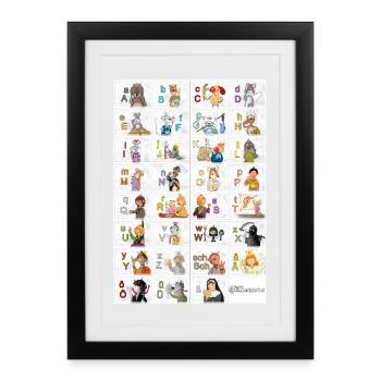 Alphabet des doigts allemands 2 / - Affiche encadrée (27 × 37 cm) - noir - Devant