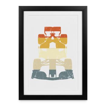 Sport automobile rétro vintage de course à monoplaces - Affiche encadrée (27 × 37 cm) - noir - Devant