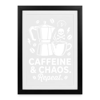 Chaos du café : Moka, Skull & Repeat - Affiche encadrée (27 × 37 cm) - noir - Devant