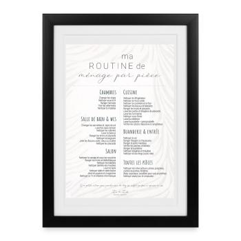 Ma routine de ménage par pièce - To do list - Affiche encadrée (27 × 37 cm) - noir - Devant