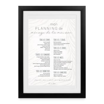 Planning du ménage quotidien & organisation maison - Affiche encadrée (27 × 37 cm) - noir - Devant