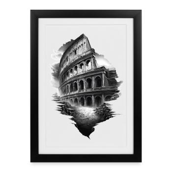 Black and white Colosseum in ruins - Framed poster (27 × 37 cm) - black - Front