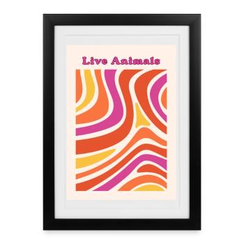 Lebendige Farbwellen - Gerahmtes Poster (27 × 37 cm) - Schwarz - Vorne