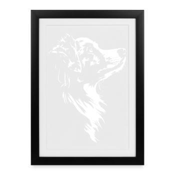 Silhouette du berger australien : chien de berger de troupeau Wils. - Affiche encadrée (27 × 37 cm) - noir - Devant