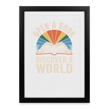 Book discover the world reading books - Framed poster (27 × 37 cm) - black - Front