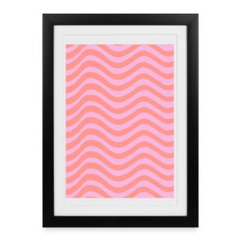 Stripe Wave Pattern - Pink Customizable - Framed poster (27 × 37 cm) - black - Front