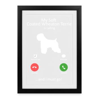 Wheaten Terrier appelant un amant de chien drôle - Affiche encadrée (27 × 37 cm) - noir - Devant