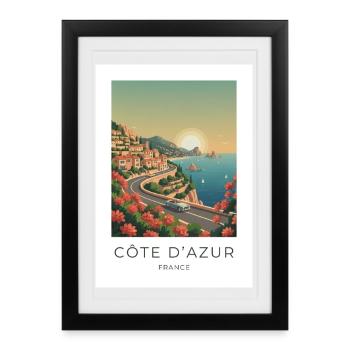 Küstenzauber Côte d'Azur - Gerahmtes Poster (27 × 37 cm) - Schwarz - Vorne