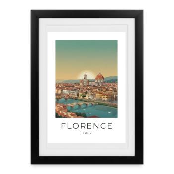 Crépuscule au-dessus de la cathédrale de Florence - Affiche encadrée (27 × 37 cm) - noir - Devant