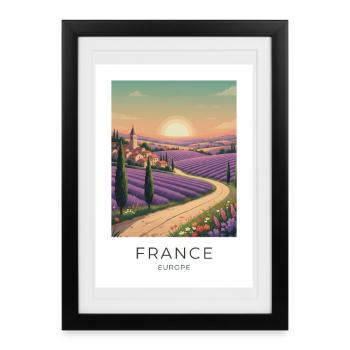 Champ de lavande, Provence, France - Affiche encadrée (27 × 37 cm) - noir - Devant