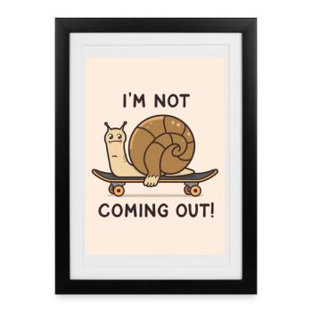 Escargot sur Skateboard : Ne Pas Sortir - Affiche encadrée (27 × 37 cm) - noir - Devant