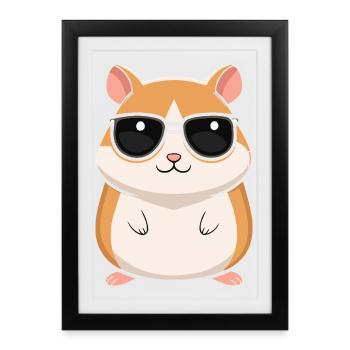 Cooler Hamster mit Sonnenbrille - Gerahmtes Poster (27 × 37 cm) - Schwarz - Vorne