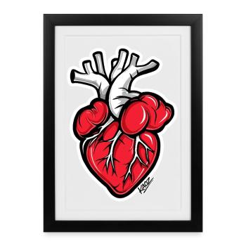 Cartoon Anatomical Heart - Framed poster (27 × 37 cm) - black - Front
