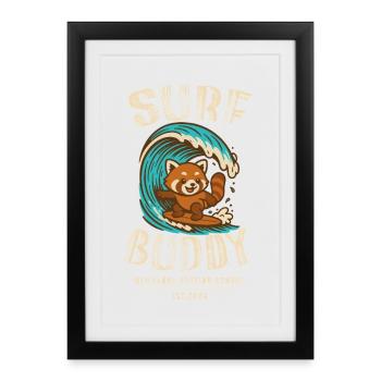 Surf buddy, friend on the surfboard - Framed poster (27 × 37 cm) - black - Front