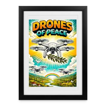 Drones of Peace Olive Flight - Framed poster (27 × 37 cm) - black - Front