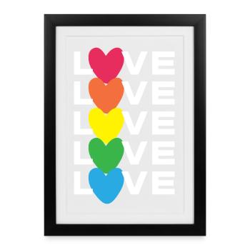 Mois de la fierté LGBT - Love is Love - Affiche encadrée (27 × 37 cm) - noir - Devant