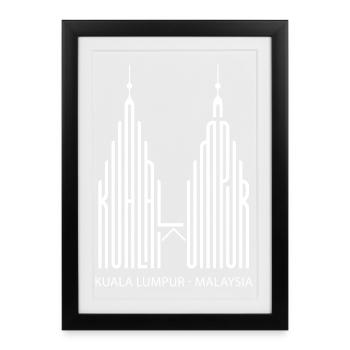 Kuala Lumpur, Voyage en Malaisie Touristes Malaisiens - Affiche encadrée (27 × 37 cm) - noir - Devant