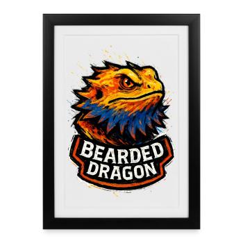 Pogona Bearded Dragon Head Graphic Style - Framed poster (27 × 37 cm) - black - Front