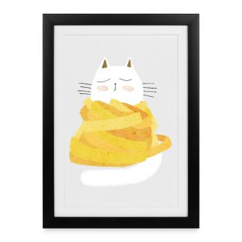 Tagliatelle Cat - Affiche encadrée (27 × 37 cm) - noir - Devant