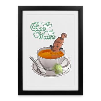 Saucisse au thé - Affiche encadrée (27 × 37 cm) - noir - Devant