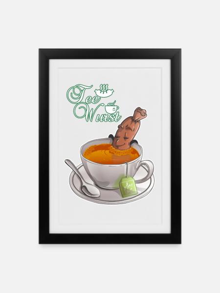Saucisse au thé - Affiche encadrée (27 × 37 cm) - noir